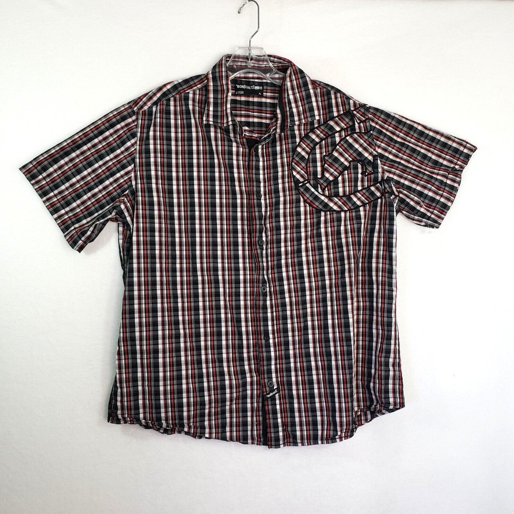 Ecko Unltd Plaid‎ Button Up Shirt Mens XL Short Sleeve Casual Collared Classic